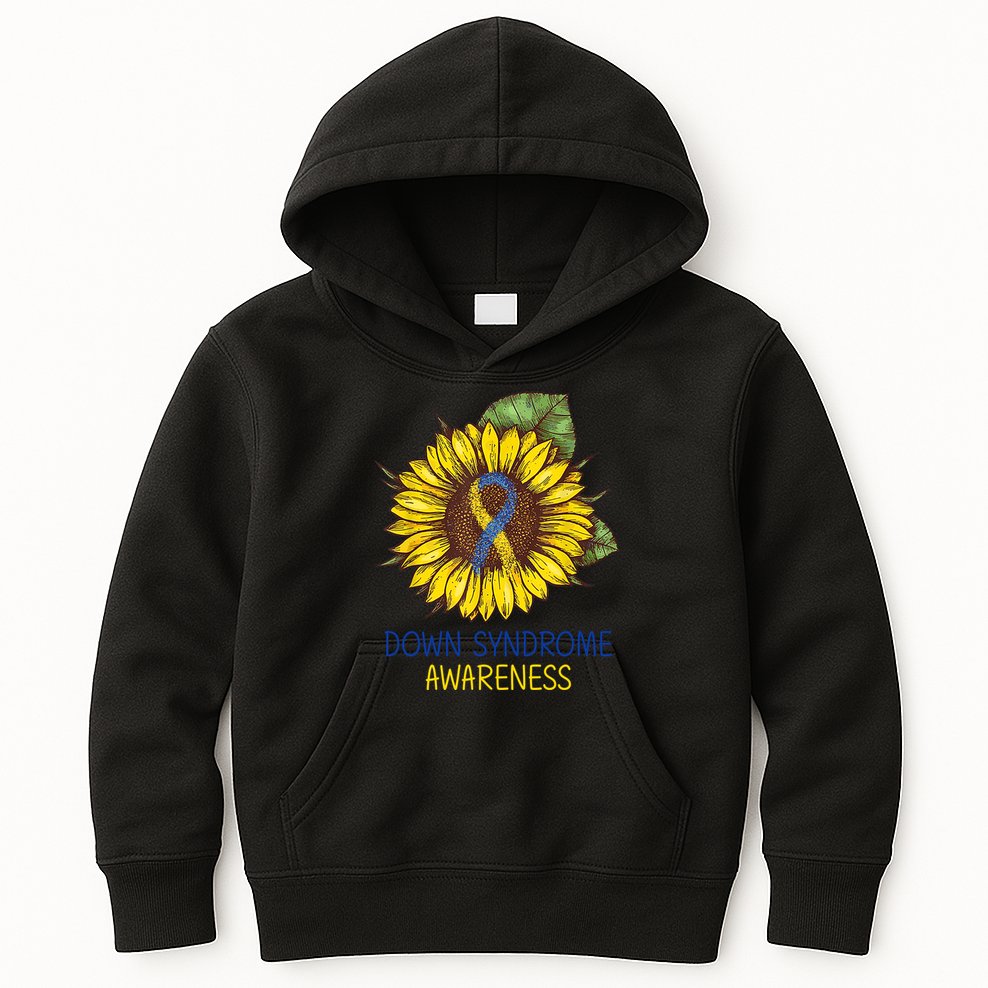 Down Syndrome Awareness Sunflower Ribbon Kids Hoodie
