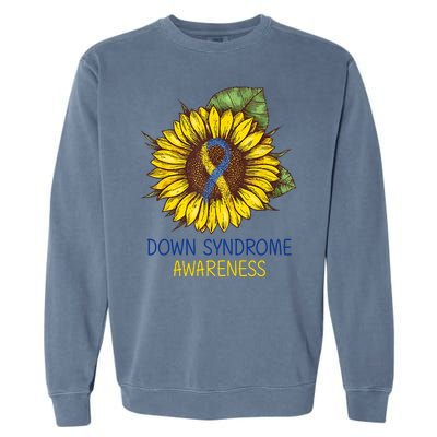 Down Syndrome Awareness Sunflower Ribbon Garment-Dyed Sweatshirt