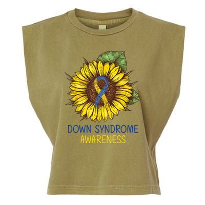 Down Syndrome Awareness Sunflower Ribbon Garment-Dyed Women's Muscle Tee