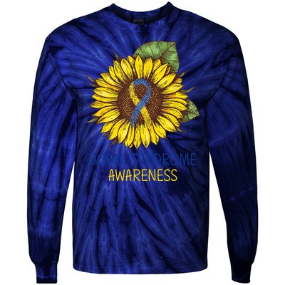 Down Syndrome Awareness Sunflower Ribbon Tie-Dye Long Sleeve Shirt