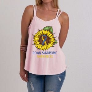 Down Syndrome Awareness Sunflower Ribbon Women's Strappy Tank