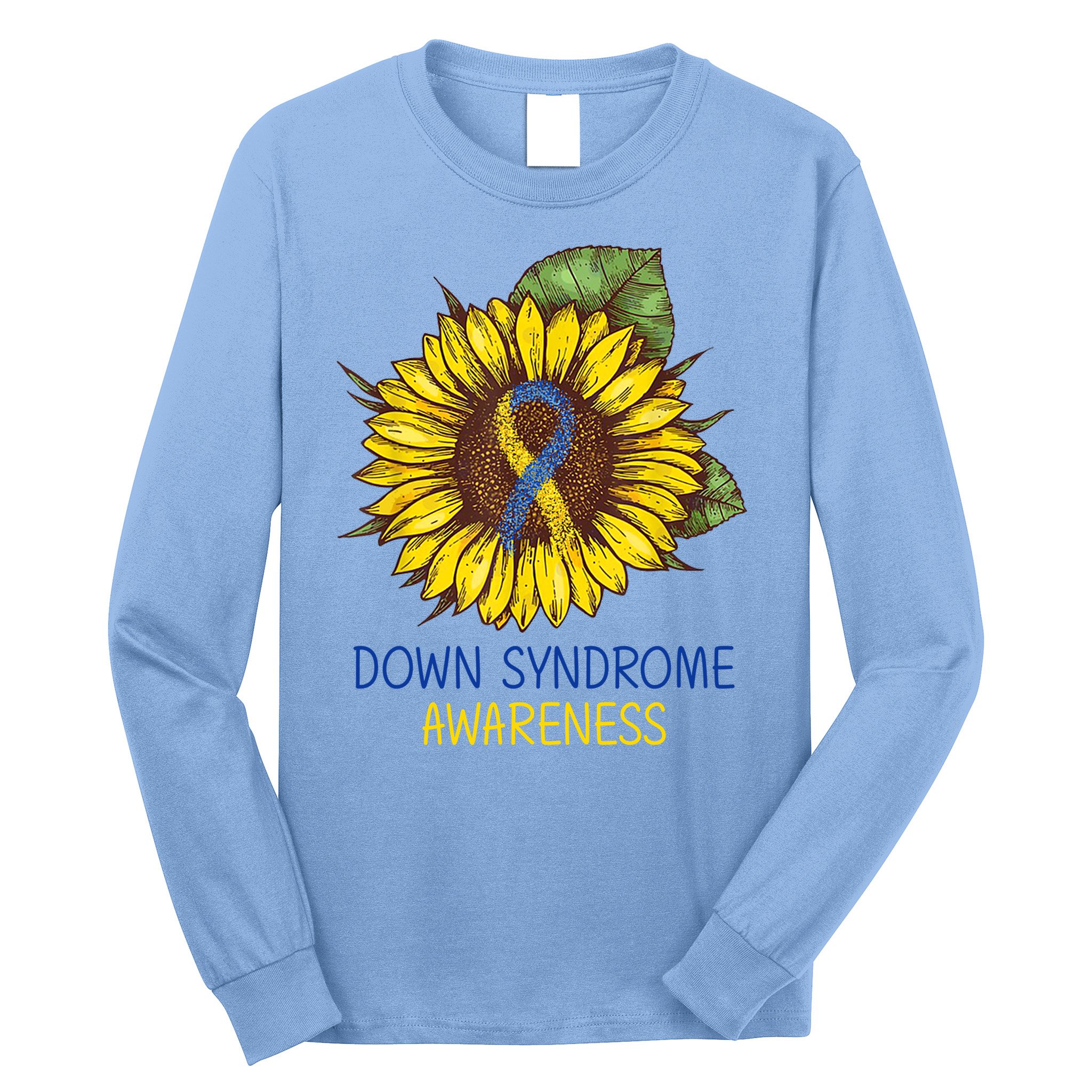 Down Syndrome Awareness Sunflower Ribbon Long Sleeve Shirt