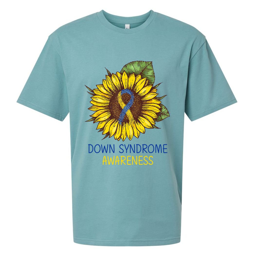 Down Syndrome Awareness Sunflower Ribbon Sueded Cloud Jersey T-Shirt