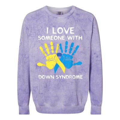 Down Syndrome Awareness  I Love Someone With Down Syndrome Colorblast Crewneck Sweatshirt