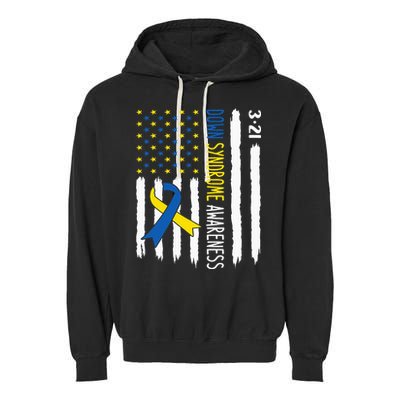 Down Syndrome Awareness Us Flag Trisomy 21 Garment-Dyed Fleece Hoodie