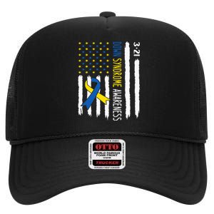 Down Syndrome Awareness Us Flag Trisomy 21 High Crown Mesh Back Trucker Hat