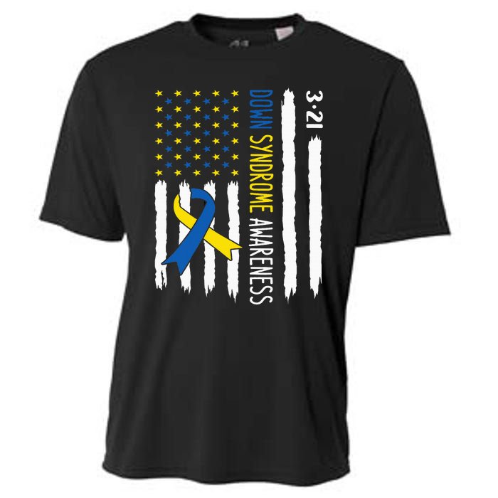 Down Syndrome Awareness Us Flag Trisomy 21 Cooling Performance Crew T-Shirt