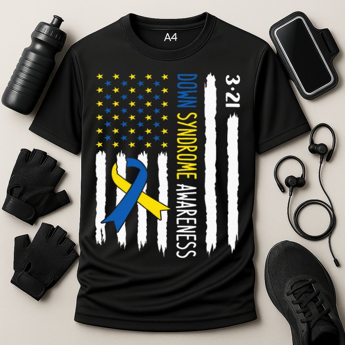 Down Syndrome Awareness Us Flag Trisomy 21 Cooling Performance Crew T-Shirt