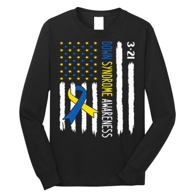 Down Syndrome Awareness Us Flag Trisomy 21 Long Sleeve Shirt