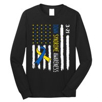 Down Syndrome Awareness Us Flag Trisomy 21 Long Sleeve Shirt