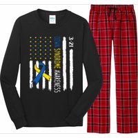 Down Syndrome Awareness Us Flag Trisomy 21 Long Sleeve Pajama Set