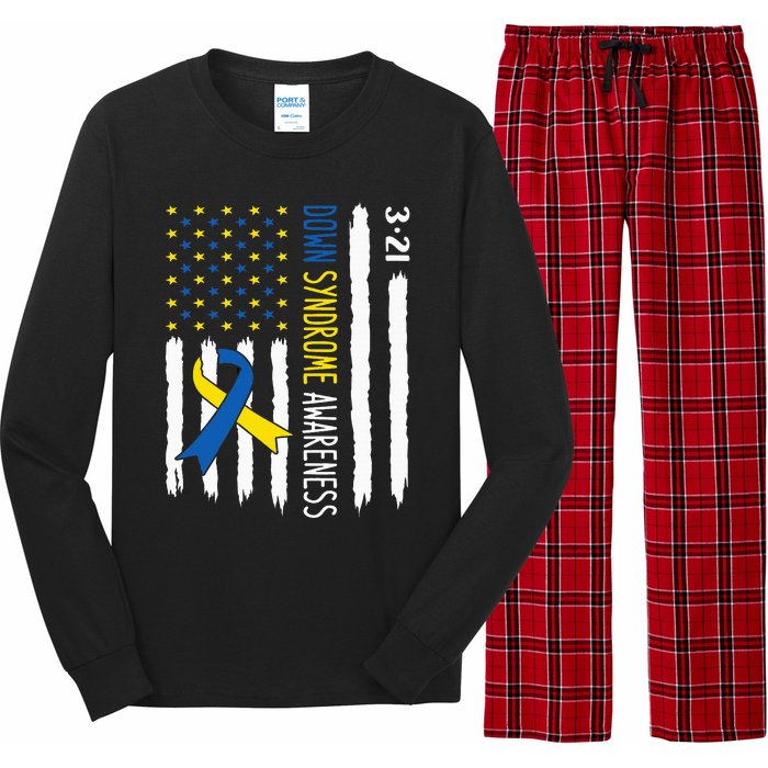 Down Syndrome Awareness Us Flag Trisomy 21 Long Sleeve Pajama Set