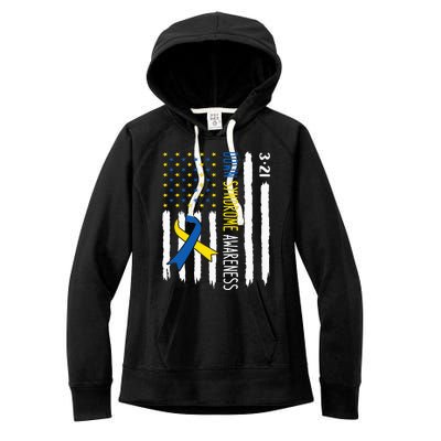 Down Syndrome Awareness Us Flag Trisomy 21 Women's Fleece Hoodie