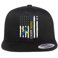 Down Syndrome Awareness Us Flag Trisomy 21 Flat Bill Trucker Hat