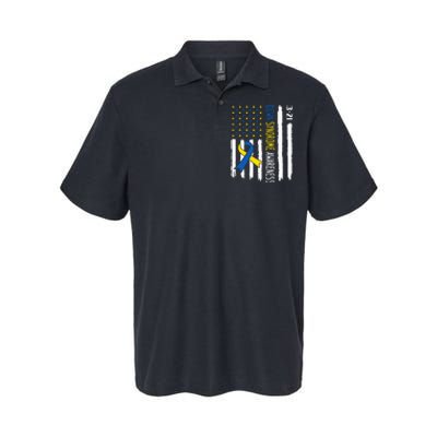 Down Syndrome Awareness Us Flag Trisomy 21 Softstyle Adult Sport Polo