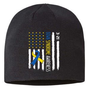 Down Syndrome Awareness Us Flag Trisomy 21 Sustainable Beanie