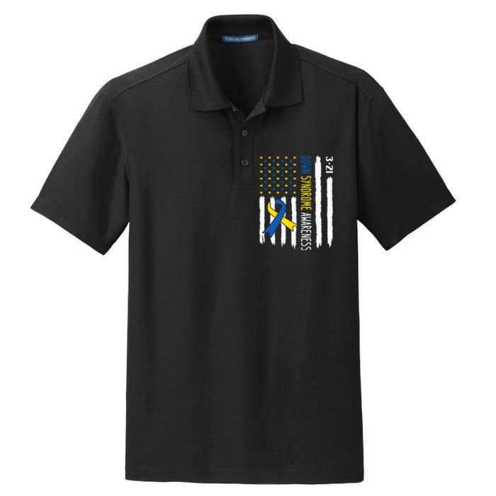 Down Syndrome Awareness Us Flag Trisomy 21 Dry Zone Grid Polo