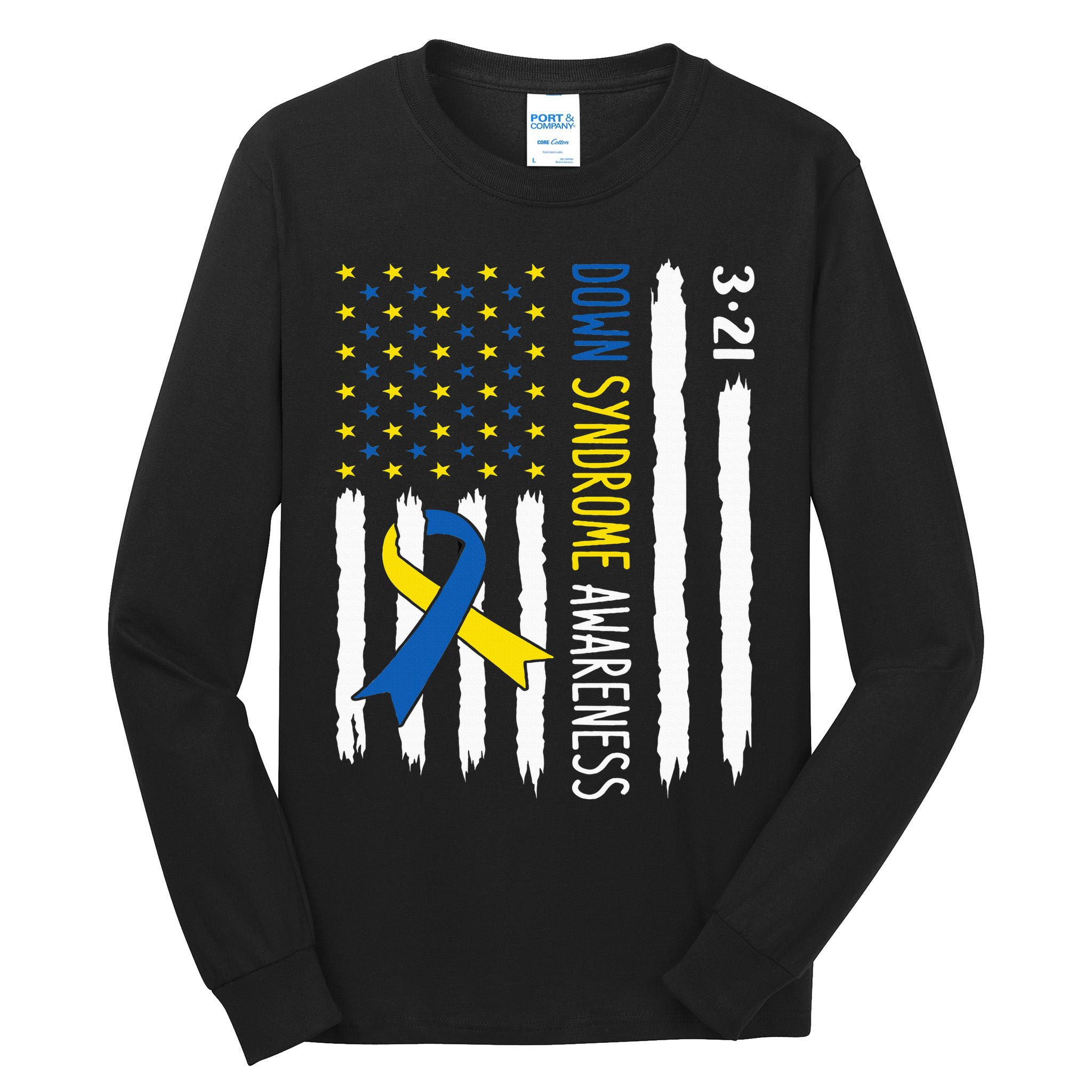 Down Syndrome Awareness Us Flag Trisomy 21 Tall Long Sleeve T-Shirt