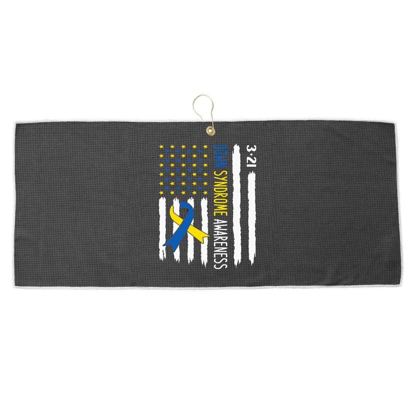 Down Syndrome Awareness Us Flag Trisomy 21 Large Microfiber Waffle Golf Towel