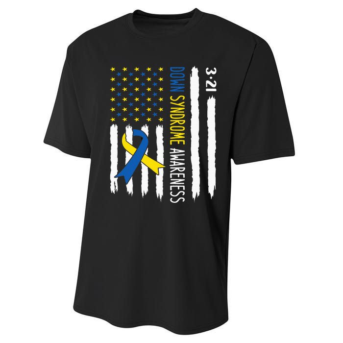 Down Syndrome Awareness Us Flag Trisomy 21 Performance Sprint T-Shirt