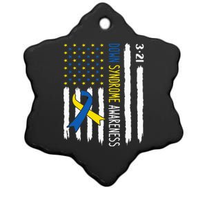 Down Syndrome Awareness Us Flag Trisomy 21 Ceramic Star Ornament