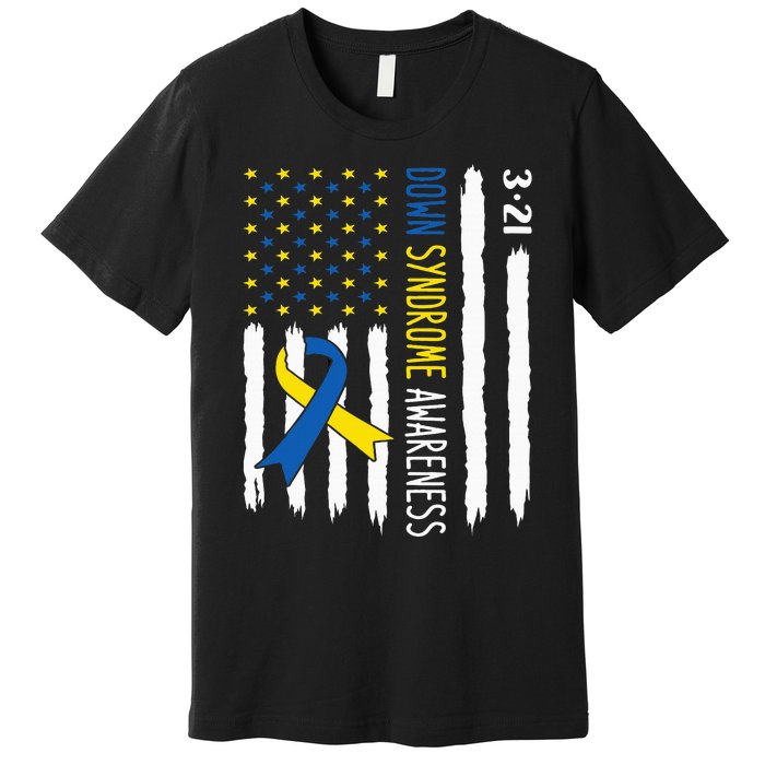 Down Syndrome Awareness Us Flag Trisomy 21 Premium T-Shirt