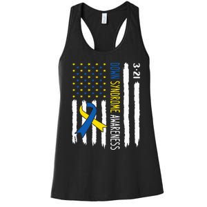 Down Syndrome Awareness Us Flag Trisomy 21 Women's Racerback Tank