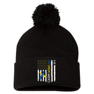 Down Syndrome Awareness Us Flag Trisomy 21 Pom Pom 12in Knit Beanie