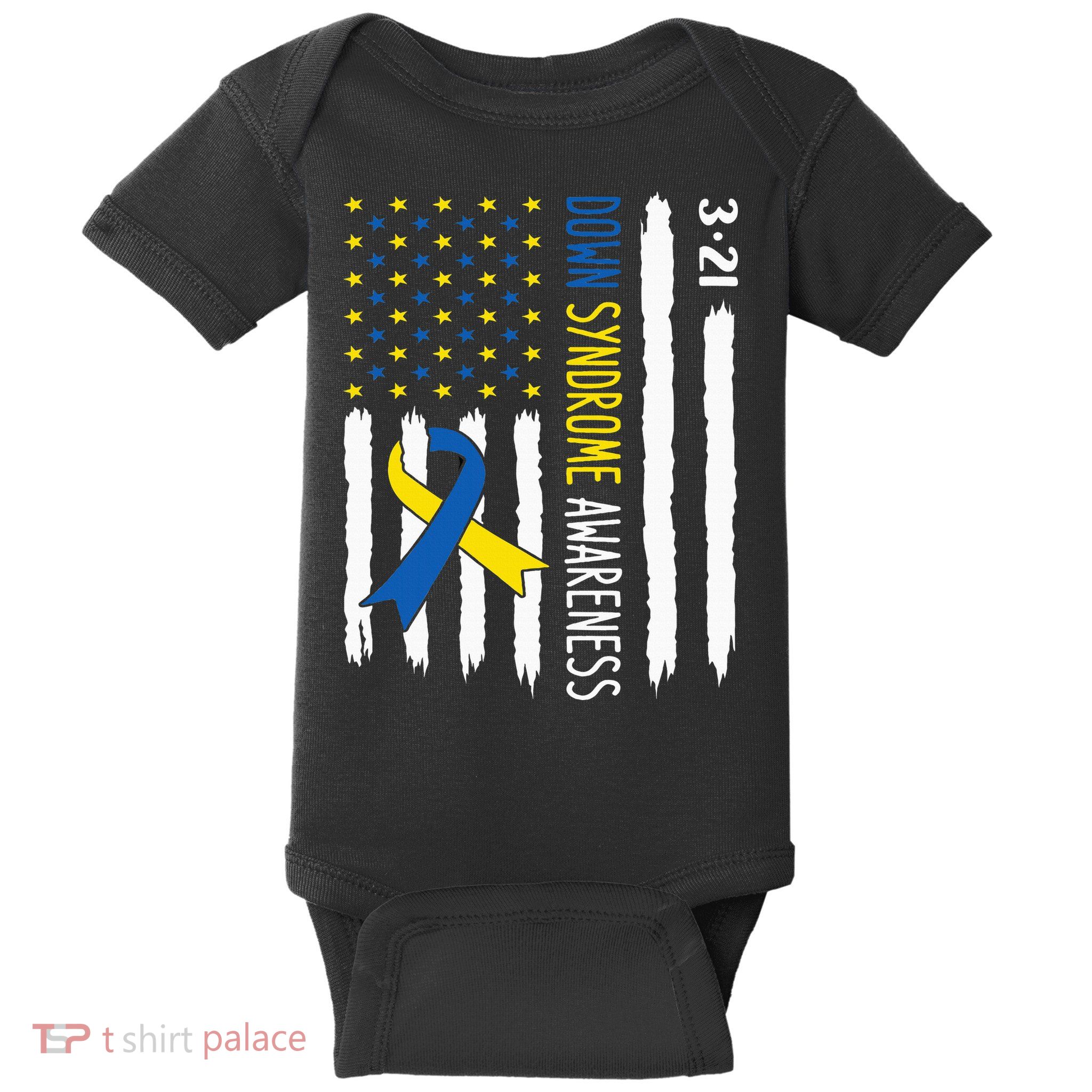 Down Syndrome Awareness Us Flag Trisomy 21 Baby Bodysuit