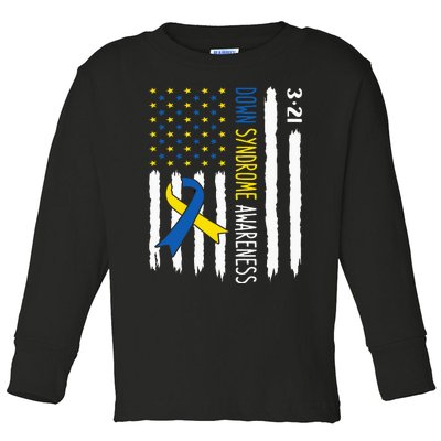 Down Syndrome Awareness Us Flag Trisomy 21 Toddler Long Sleeve Shirt