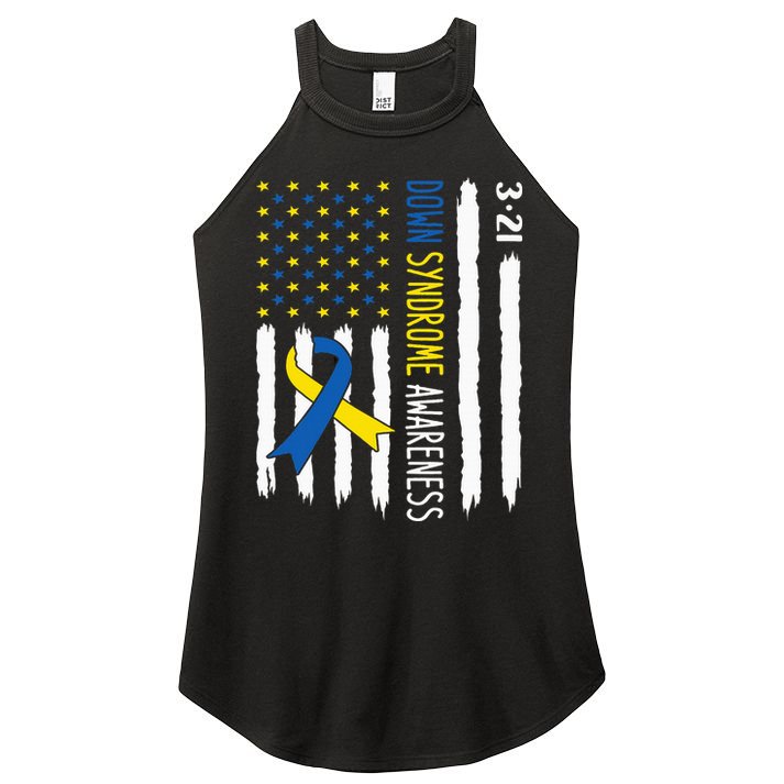 Down Syndrome Awareness Us Flag Trisomy 21 Women's Perfect Tri Rocker Tank