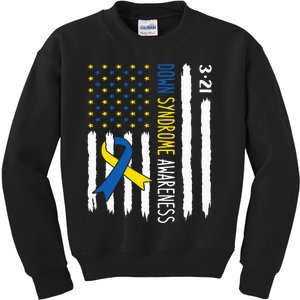 Down Syndrome Awareness Us Flag Trisomy 21 Kids Sweatshirt