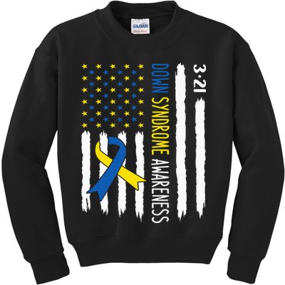 Down Syndrome Awareness Us Flag Trisomy 21 Kids Sweatshirt