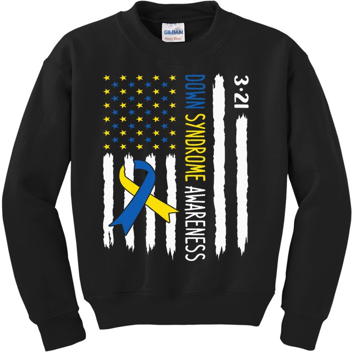 Down Syndrome Awareness Us Flag Trisomy 21 Kids Sweatshirt