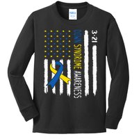 Down Syndrome Awareness Us Flag Trisomy 21 Kids Long Sleeve Shirt