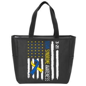 Down Syndrome Awareness Us Flag Trisomy 21 Zip Tote Bag