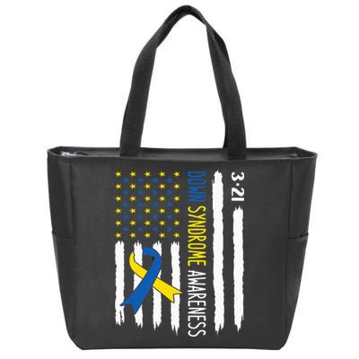 Down Syndrome Awareness Us Flag Trisomy 21 Zip Tote Bag