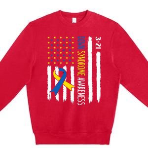 Down Syndrome Awareness Us Flag Trisomy 21 Premium Crewneck Sweatshirt