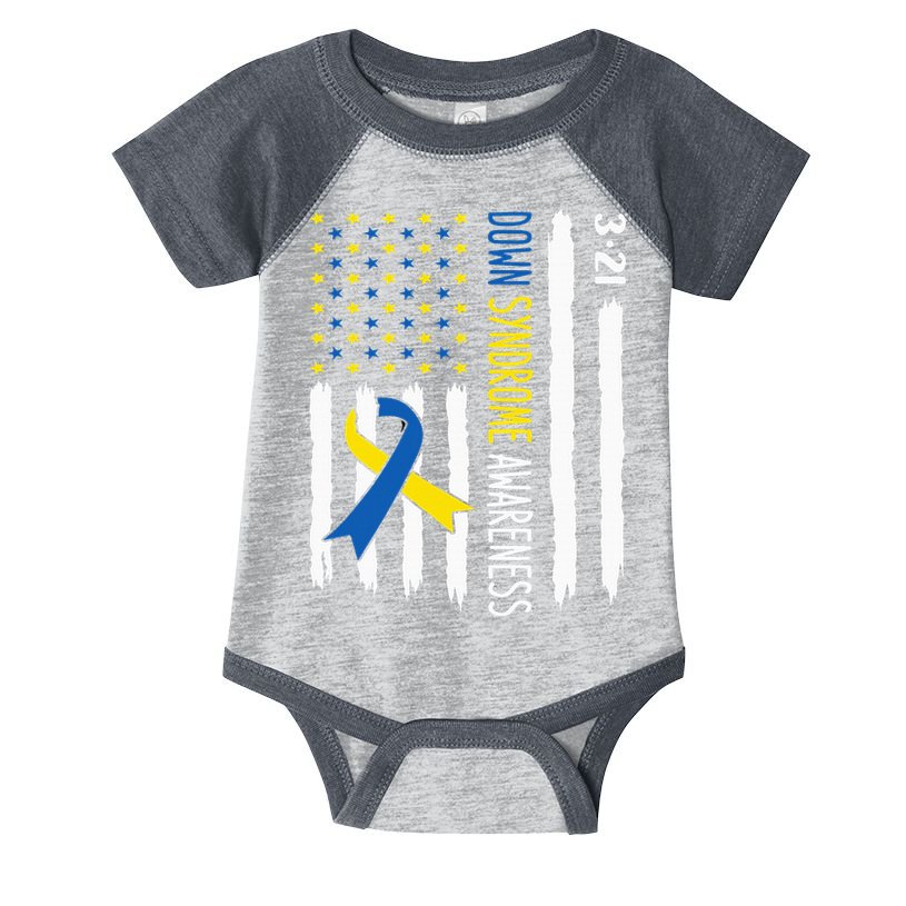 Down Syndrome Awareness Us Flag Trisomy 21 Infant Baby Jersey Bodysuit