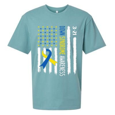 Down Syndrome Awareness Us Flag Trisomy 21 Sueded Cloud Jersey T-Shirt