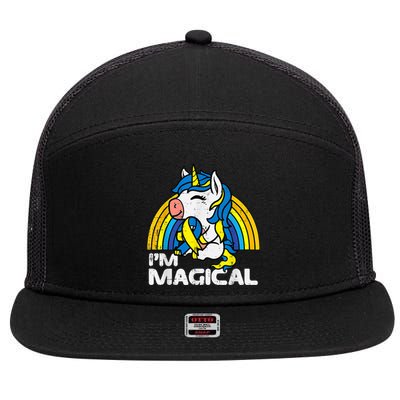 Down Syndrome Awareness  Unicorn Magical Toddler Girls kid 7 Panel Mesh Trucker Snapback Hat