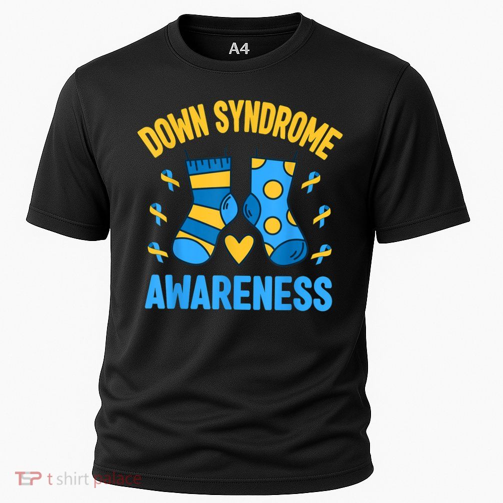Down Syndrome Awareness Socks T21 Blue Yellow Ribbon Performance Shirt