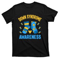 Down Syndrome Awareness Socks T21 Blue Yellow Ribbon T-Shirt