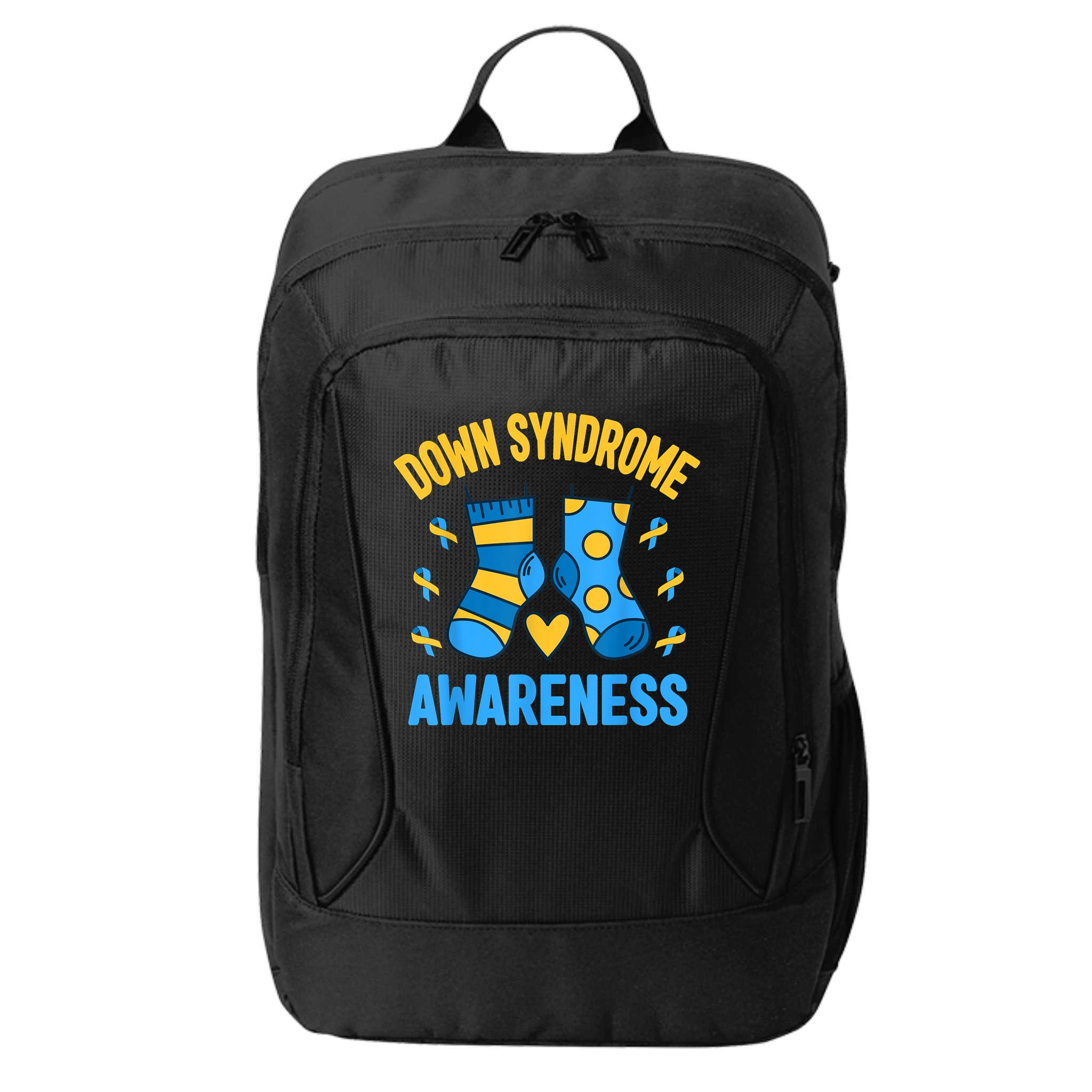 Down Syndrome Awareness Socks T21 Blue Yellow Ribbon City Backpack
