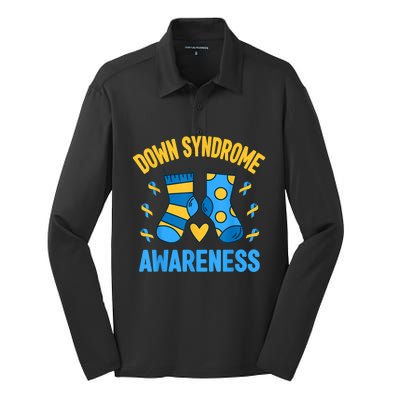 Down Syndrome Awareness Socks T21 Blue Yellow Ribbon Silk Touch Performance Long Sleeve Polo