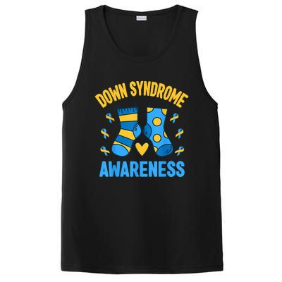 Down Syndrome Awareness Socks T21 Blue Yellow Ribbon PosiCharge Competitor Tank