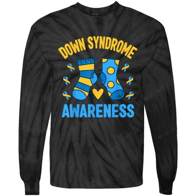 Down Syndrome Awareness Socks T21 Blue Yellow Ribbon Tie-Dye Long Sleeve Shirt