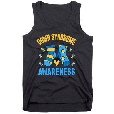 Down Syndrome Awareness Socks T21 Blue Yellow Ribbon Tank Top