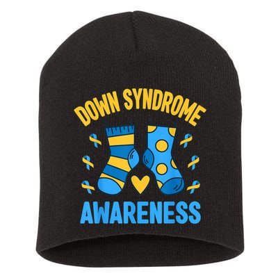 Down Syndrome Awareness Socks T21 Blue Yellow Ribbon Short Acrylic Beanie