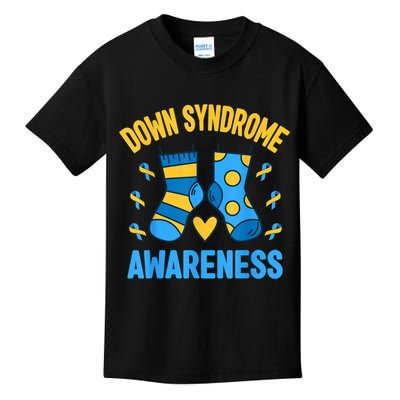 Down Syndrome Awareness Socks T21 Blue Yellow Ribbon Kids T-Shirt